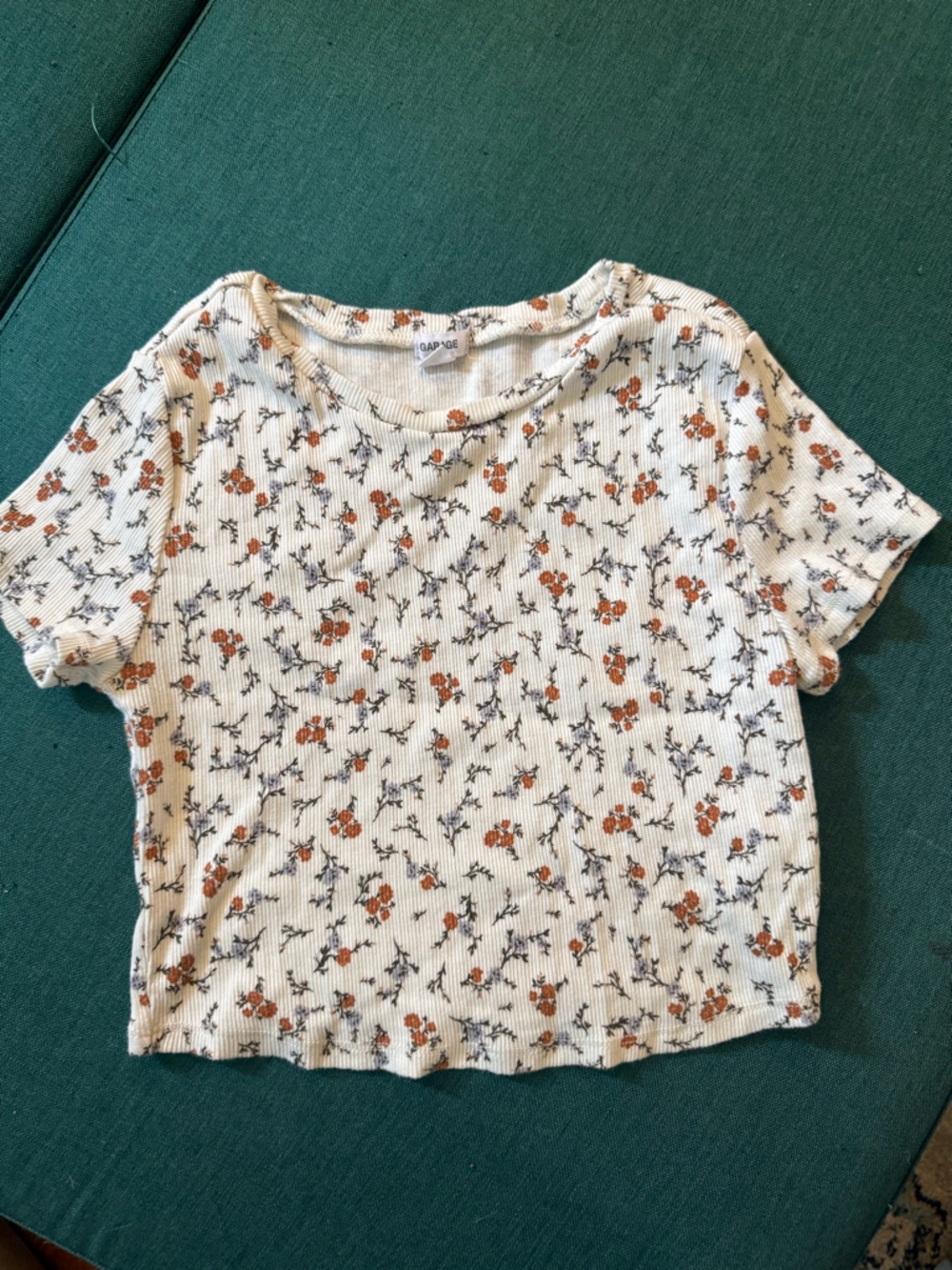 Garage Cream Top with Rust Floral Print
